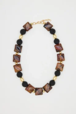 Collana con pietre - Nero Marrone