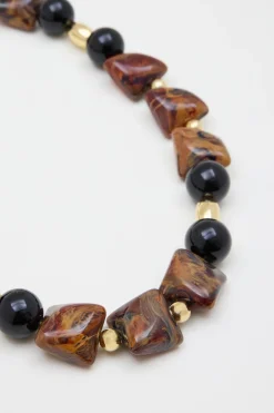 Collana con pietre - Nero Marrone