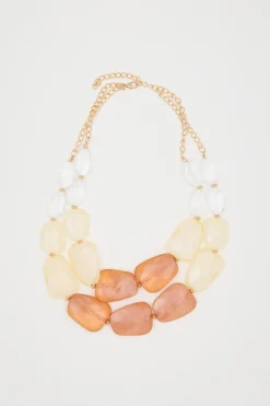 Collana con pietre piatte - Bianco Rosso