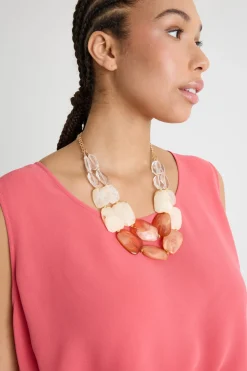 Collana con pietre piatte - Bianco Rosso