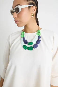 Collana con pietre piatte - Verde
