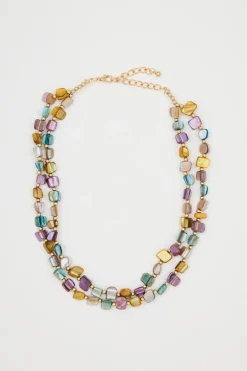 Collana multifilo di pietre - Beige