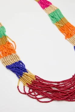Collana multifilo multicolore - Beige
