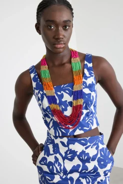 Collana multifilo multicolore - Beige