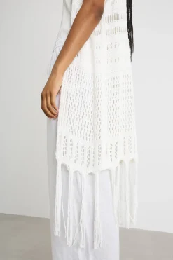 Copri costume con frange - Bianco