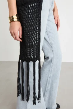 Copri costume con frange - Nero