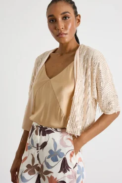 Coprispalle con strass - Beige