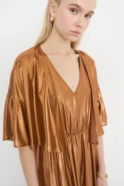 Coprispalle in georgette laminata - Bronzo