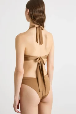 Costume intero a clessidra in jersey - Cammello