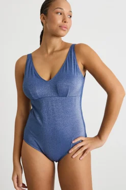 Costume intero in jersey laminato - Blu