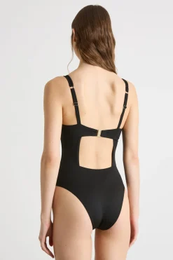 Costume intero in jersey lucido - Nero