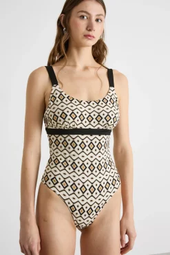 Costume intero reversibile - Rosa Nero Bianco