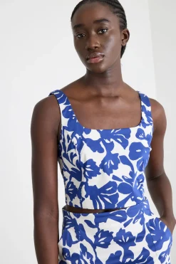 Crop top in raso - Bianco Blu