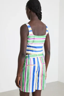 Crop top in raso multiriga - Verde