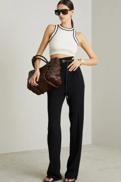 Crop top vogatore in maglia - Bianco