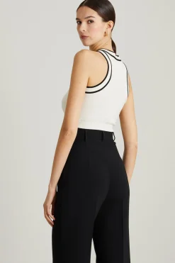 Crop top vogatore in maglia - Bianco