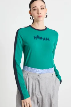 Crop T-shirt con maniche lunghe - Verde