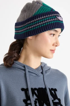 Cuffia con patch e intarsio - Verde Blu