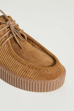 Derby in suede a costine - Cammello