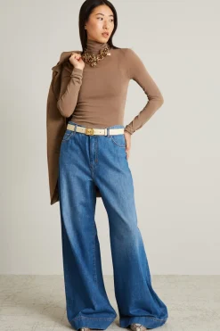 Dolcevita in maglia crépe - Marrone Chiaro