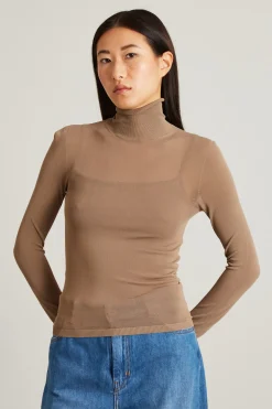 Dolcevita in maglia crépe - Marrone Chiaro