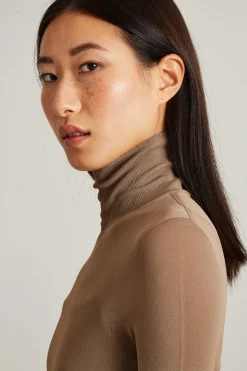 Dolcevita in maglia crépe - Marrone Chiaro