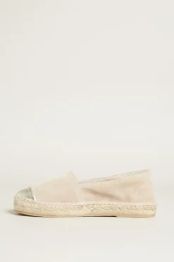 Espadrillas in pelle - Beige Argento