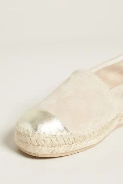 Espadrillas in pelle - Beige Argento