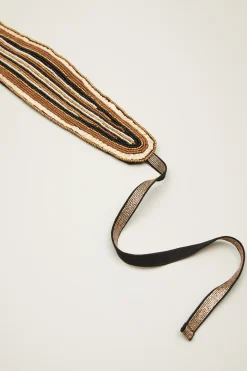 Fascia per capelli con perline - Marrone Sabbia Nero
