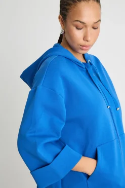 Felpa ampia in jersey doppio - Azzurro