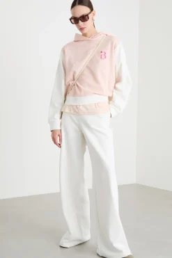 Felpa con cappuccio - Rosa Bianco