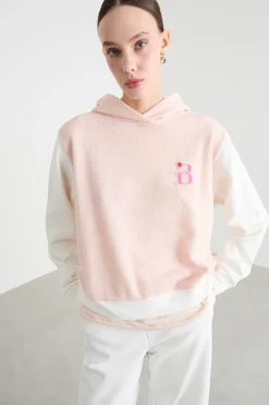 Felpa con cappuccio - Rosa Bianco