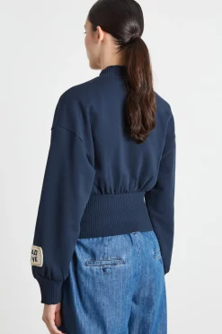 Felpa con patch e zip - Blu