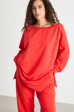 Felpa con spacchi - Rosso