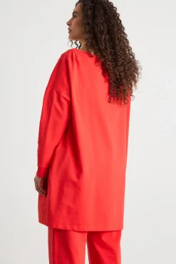 Felpa con spacchi - Rosso