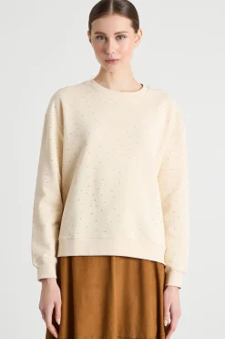 Felpa con strass - Avorio