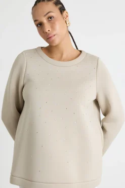 Felpa con strass - Beige
