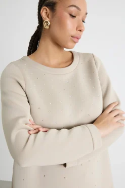 Felpa con strass - Beige