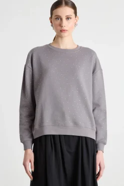 Felpa con strass - Grigio