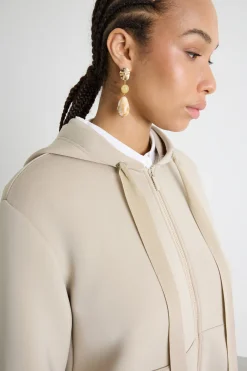 Felpa con tasche a marsupio - Beige