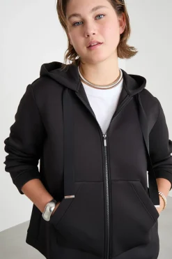 Felpa con tasche a marsupio - Nero