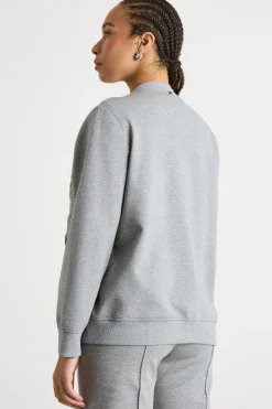Felpa in jersey con ricamo - Grigio