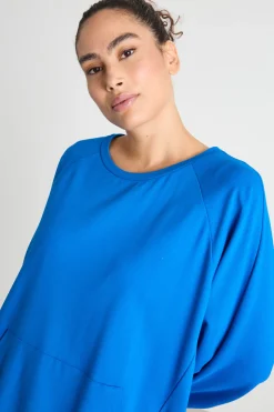 Felpa in jersey con zip diagonale - Azzurro