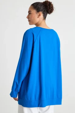 Felpa in jersey con zip diagonale - Azzurro