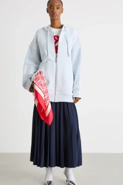 Felpa oversize con cappuccio - Azzurro