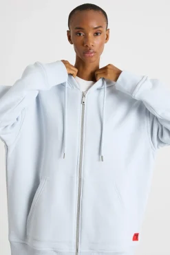 Felpa oversize con cappuccio - Azzurro