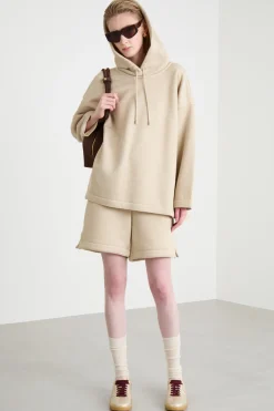 Felpa oversize con cappuccio - Beige