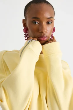 Felpa oversize con zip sulle maniche - Giallo