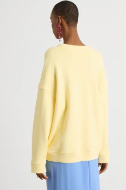 Felpa oversize con zip sulle maniche - Giallo