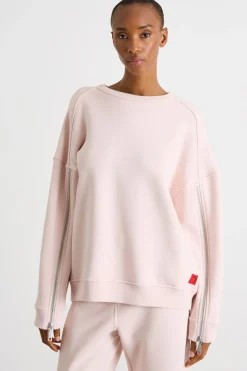 Felpa oversize con zip sulle maniche - Rosa